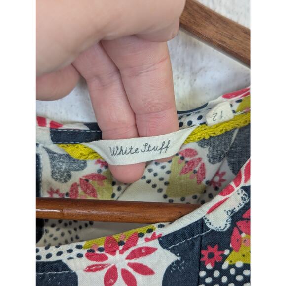 White Stuff Print Dress Womens UK 12 US 8 Retro Skater Twee Floral Pleated Blue - Picture 2 of 5